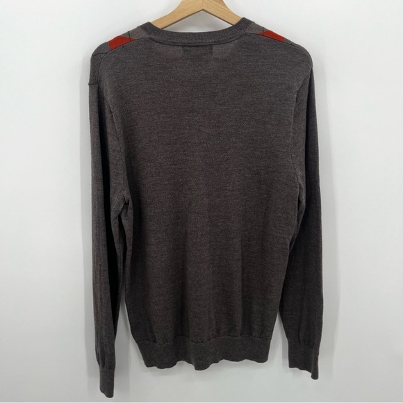 Banana Republic Factory L 100% Merino Wool Argyle V Neck Sweater Y2K - Picture 6 of 9